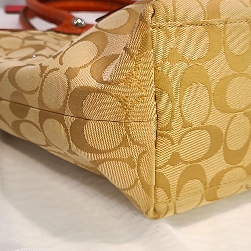 Coach Beige and Orange Floral Tote - Picture 6 of 10